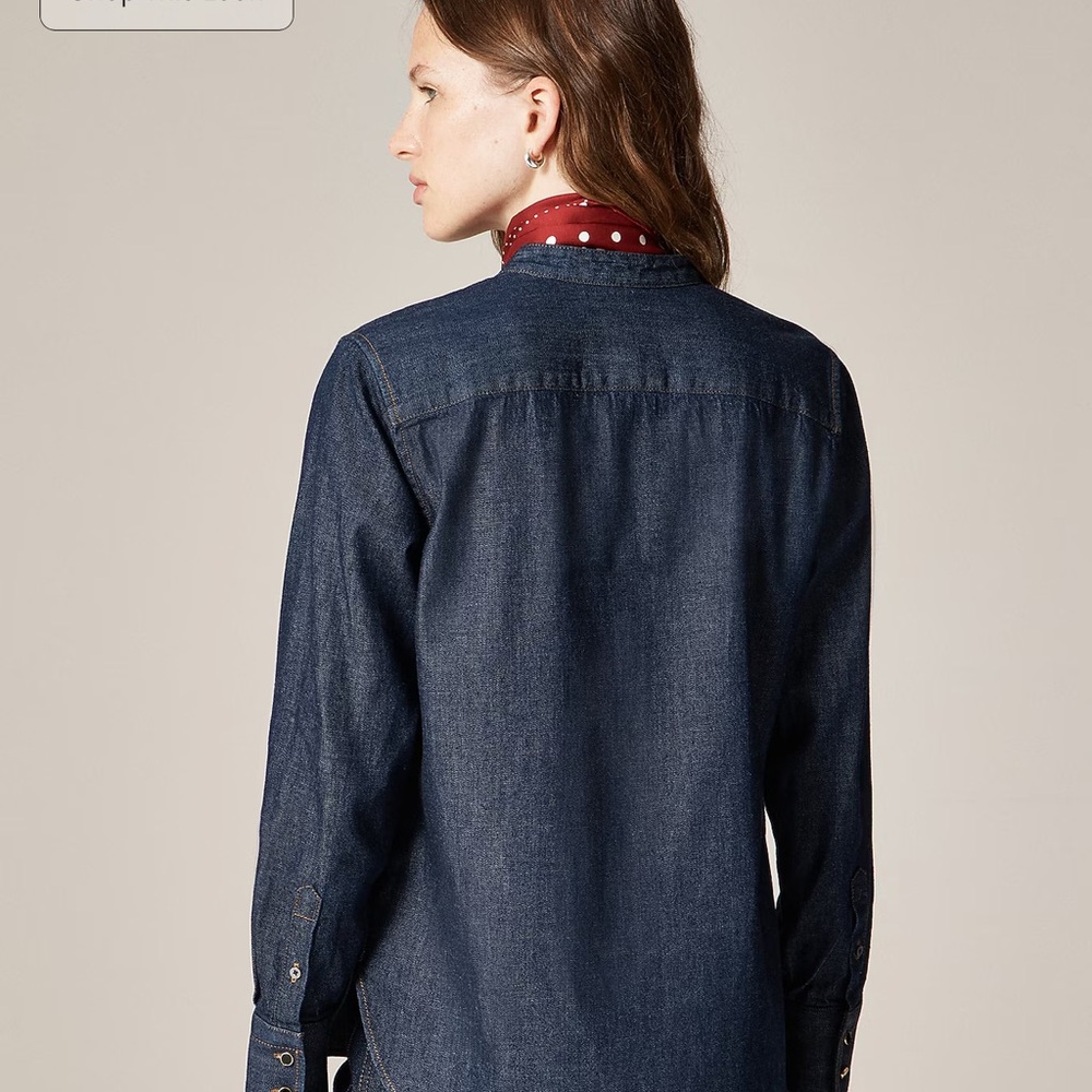 J. Crew Jules Tuxedo Shirt in Denim - Picture 4 of 5